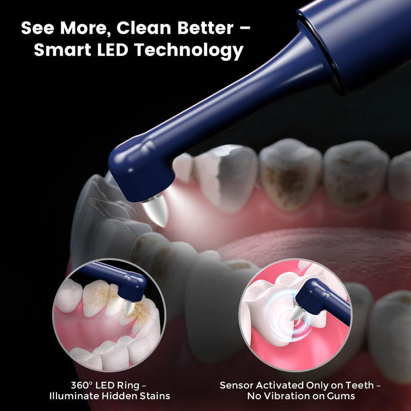 Dental Tooth Polisher for Teeth Cleaning, Teeth Polishing Kit with 5 Replaceable Heads, 4 Modes, LED Light, USB-C Rechargeable Plaque Remover for Teeth, IPX6 Waterproof Oral Care Tool for Braces