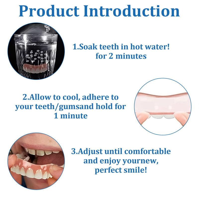 [Australia] - 1 set of silicone reline denture set, dentures prosthesis complete, silicone reline denture set, denture silicone reline kit with denture toothbrush, safe material, natural and comfortable to wear 