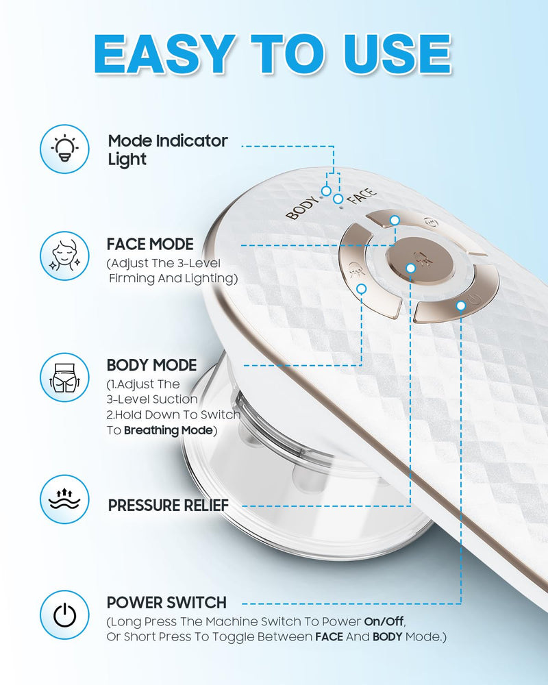 Body Sculpting Machine, 4-in-1 Anti-Cellulite Massager for Body Contouring | Skin Tightening Device for Stomach, Arms, Legs, Thighs, Love Handles, Lymphatic Drainage & Muscle Relaxation White