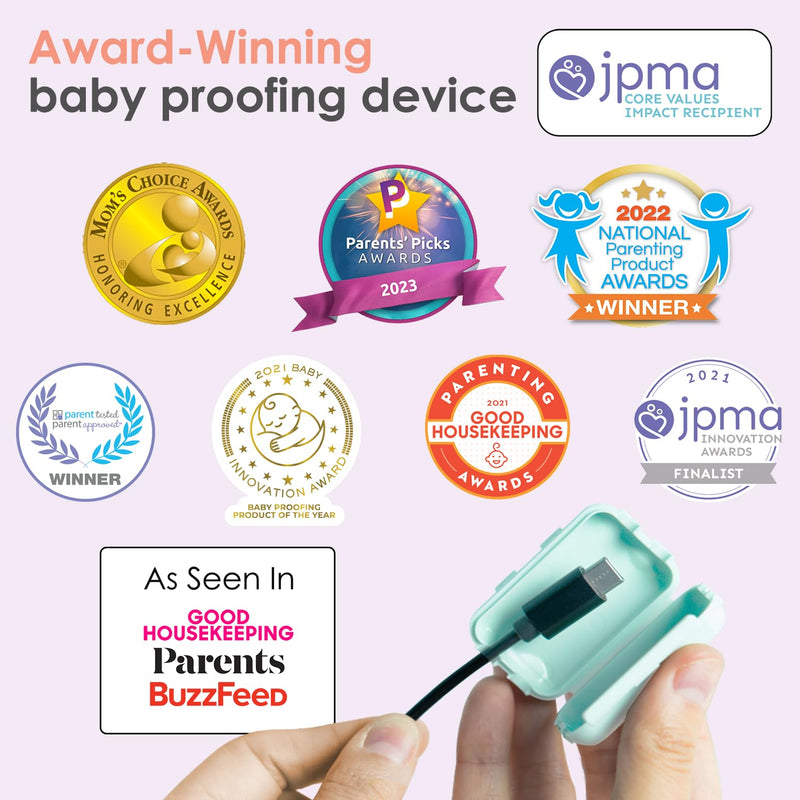 [Australia] - Watch Your Mouth Baby Proof Cord Cover | Award-Winning USB Charger Cover for Baby Proofing Cords | BPA & Phthalate-Free Charger Cover Protector | Electrical Safety Baby Products, (3-Pack, White) 