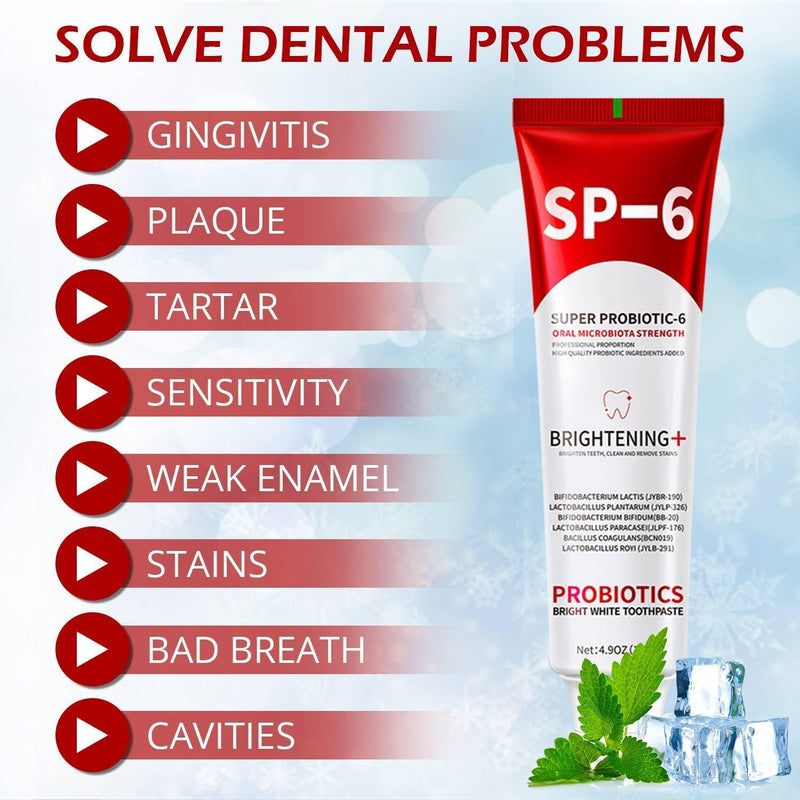 SP-6 Probiotic Whitening Toothpaste for Teeth Whitening and Gum Health,Fresh Mint Flavor,Daily Use for Oral Care (1pack, Fresh Mint) Mild Mint 0.27 Ounce (Pack of 18)