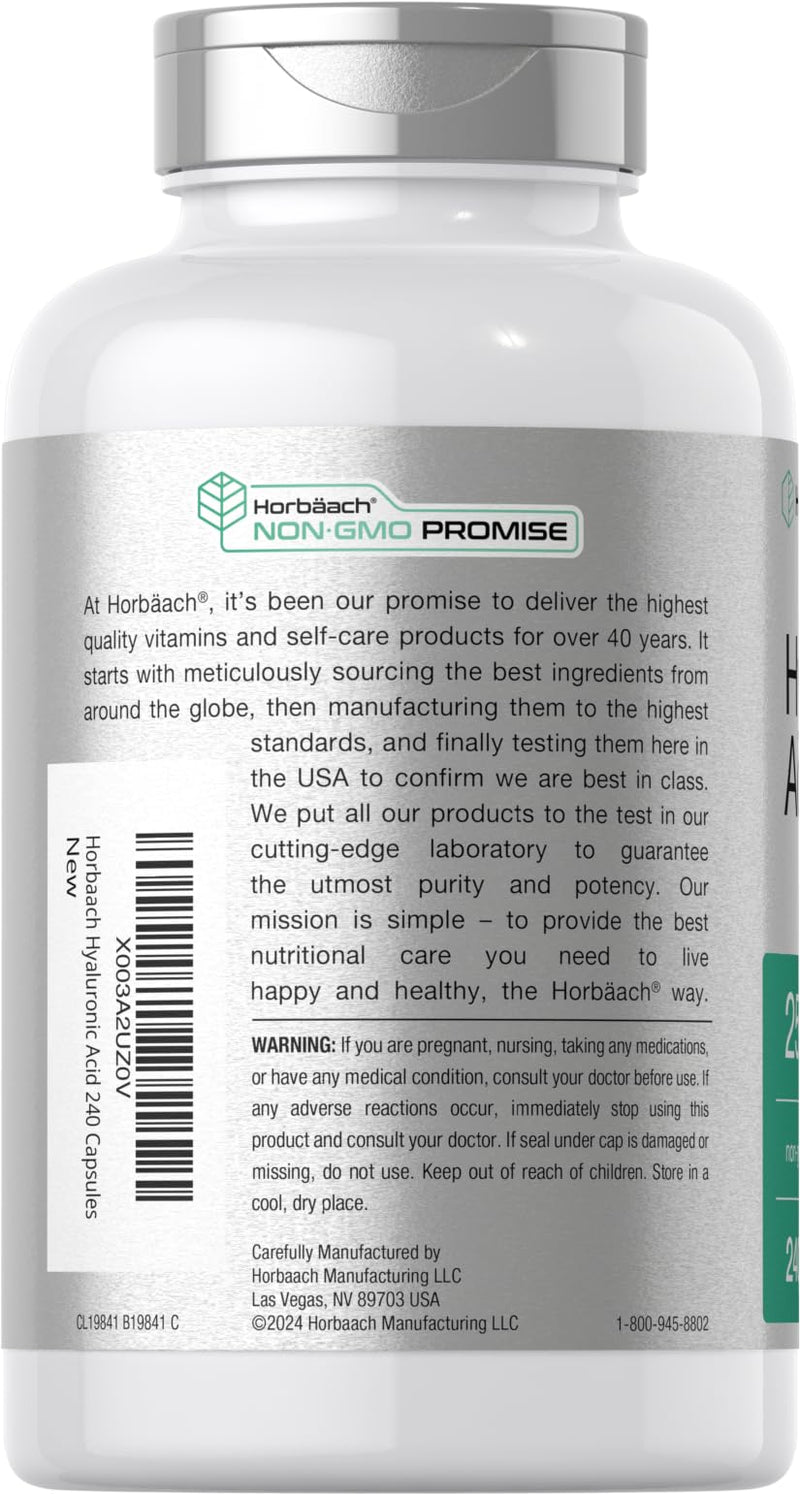 [Australia] - Horb√§ach Hyaluronic Acid Capsules | 250 mg | 240 Count | Non-GMO and Gluten Free Supplement 240 Count (Pack of 1) 