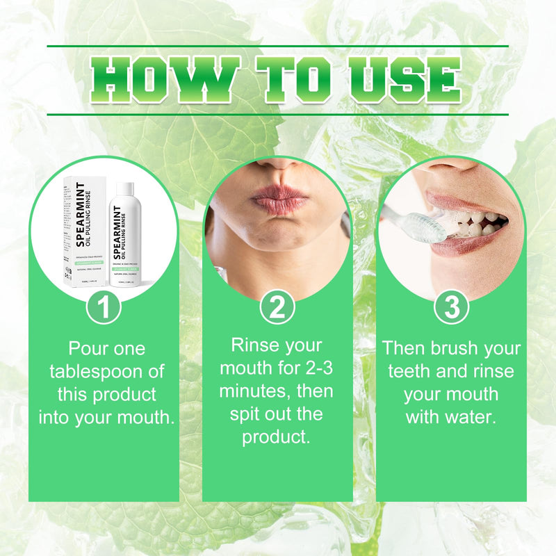 Spearmint Oil Pulling Rinse, Cold-Pressed Coconut Oil, Powerful Organic Peppermint Oil for Whitening Teeth, Mint Mouthwash, Freshness Breath (2) 2