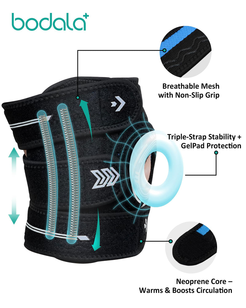 Knee Brace for Women Plus Size: Large Adjustable Knee Sleeves with Side Stabilizers for Men, Pain Relief for Meniscus Tear, MCL & LCL Injuries, Patella Dislocation Support Black S M L