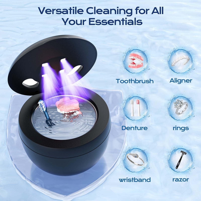 [Australia] - Ultrasonic Retainer Cleaner(2025 Upgraded), 45kHz Cleaning Machine for Dentures, Mouth Guards, Braces, Toothbrush & Jewelry, 200ML Denture Cleaner with 4 Modes for Dental Care 