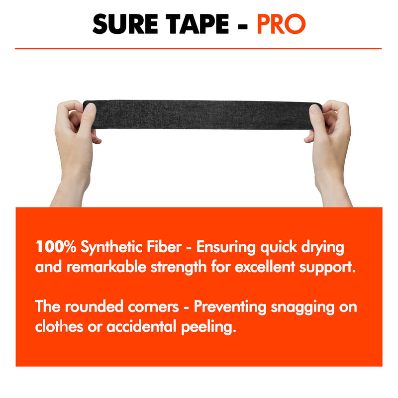 [Australia] - Sure Tape Water Resistant pro Synthetic Kinesiology Tape Roll Therapeutic Sports Tape Latex Free, 20 Precut, 10” Strips 