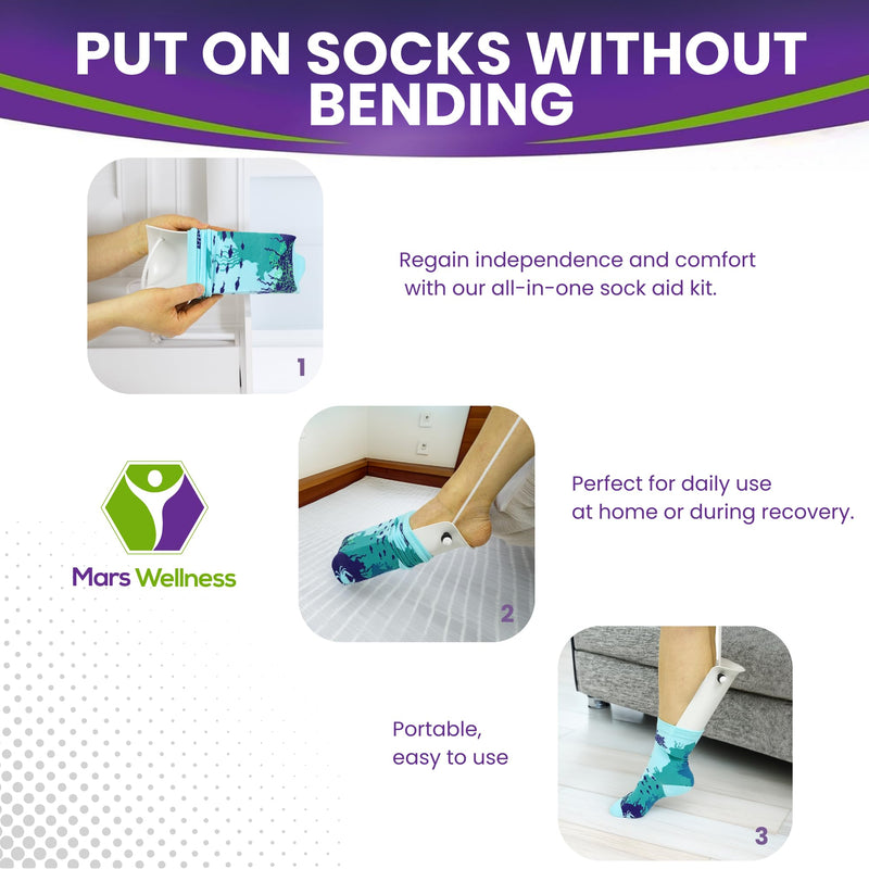 [Australia] - Molded Sock Aid Donner Kit - Sock Remover and Donner Kit - Foam Grip Handles - 31" Adjustable Cords - Sock Helper Stocking Slider - Elderly, Senior, Pregnant Diabetics Donner + Remover 