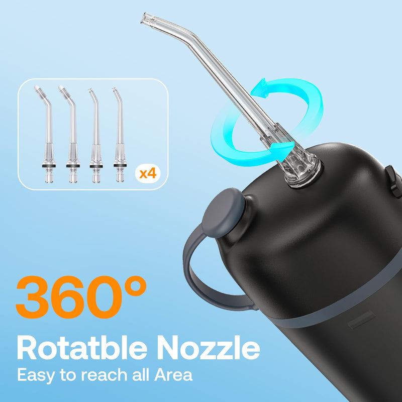 [Australia] - Bitvae P1 Portable Water Flosser for Teeth, Travel Water Flosser Teeth Picks, Cordless Mini Water Dental Flosser with Telescopic Water Tank, IPX7 Waterproof Rechargeable Oral Irrigator (Black) Black 