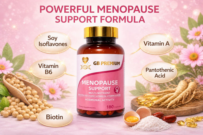 Menopause Support Capsules, Multi-Nutrient Supplement with SOYA Isoflavones, Vitamin B6, Vitamin A & More, 180 Capsules