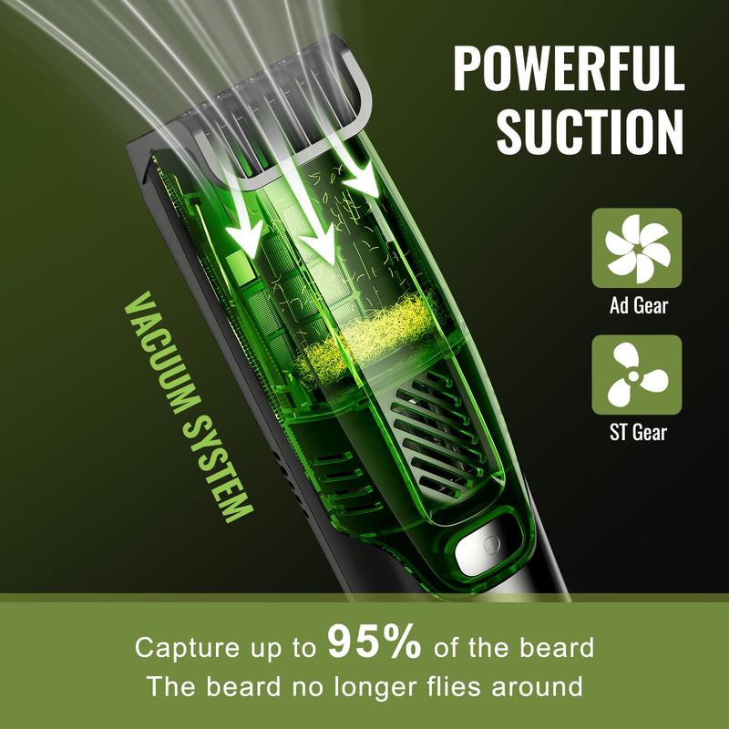 Premium Beard Trimmer for Men, Men's Vacuum Electric Shaver Kit, 20 Levels Adjustable, Wet/Dry Shaver, Upgraded Stainless Steel Ceramic Blade Heads for Precision Facial Hair, Birthday Gifts for Men