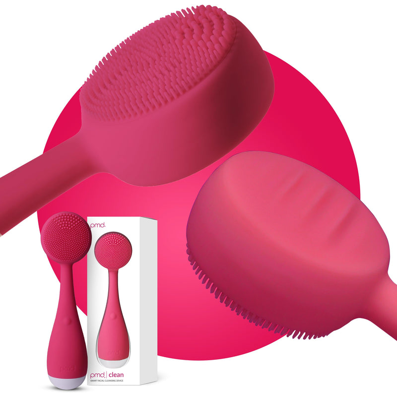 PMD Clean - Smart Facial Cleansing Device with Silicone Brush & Anti-Aging Massager Pink