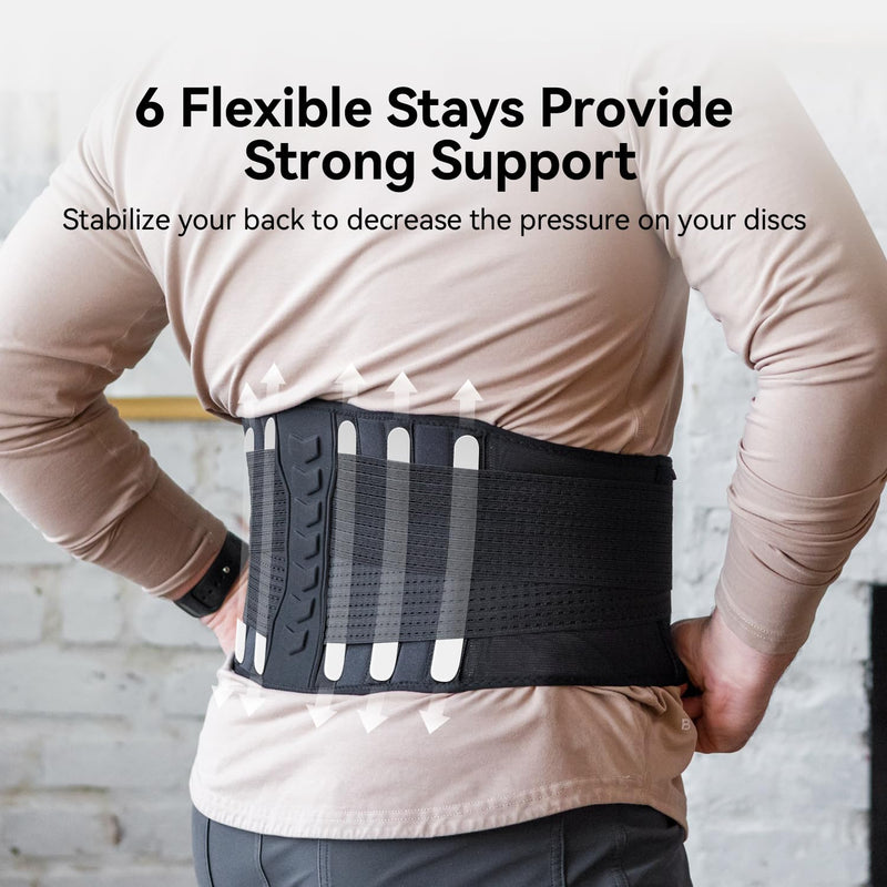 [Australia] - Copper-Infused Back Support Brace ‚Äì Lightweight Lumbar Belt with 6 Supportive Stays for Lower Back Pain Relief, Muscle Spasms, Strains, Arthritis, and Sciatica ‚Äì for Men and Women (Medium) Medium 