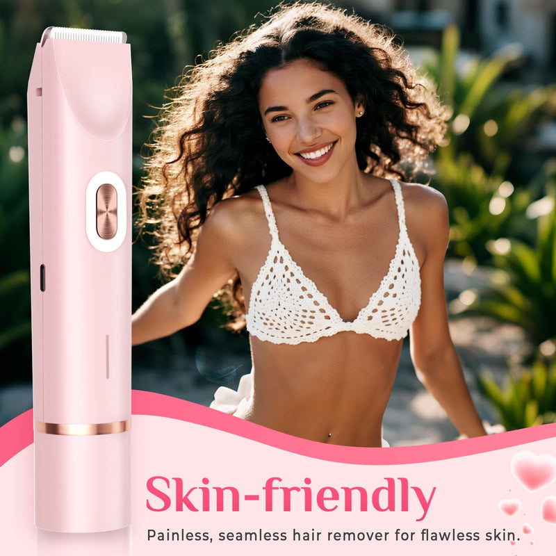 [Australia] - 2025 New 2-in-1 Electric Bikini Trimmer for Women - Dual Head Electric Razor,Waterproof Painless Bikini Shaver, Pubic Hair Trimmer for Private Area & Body Hair, Pink 