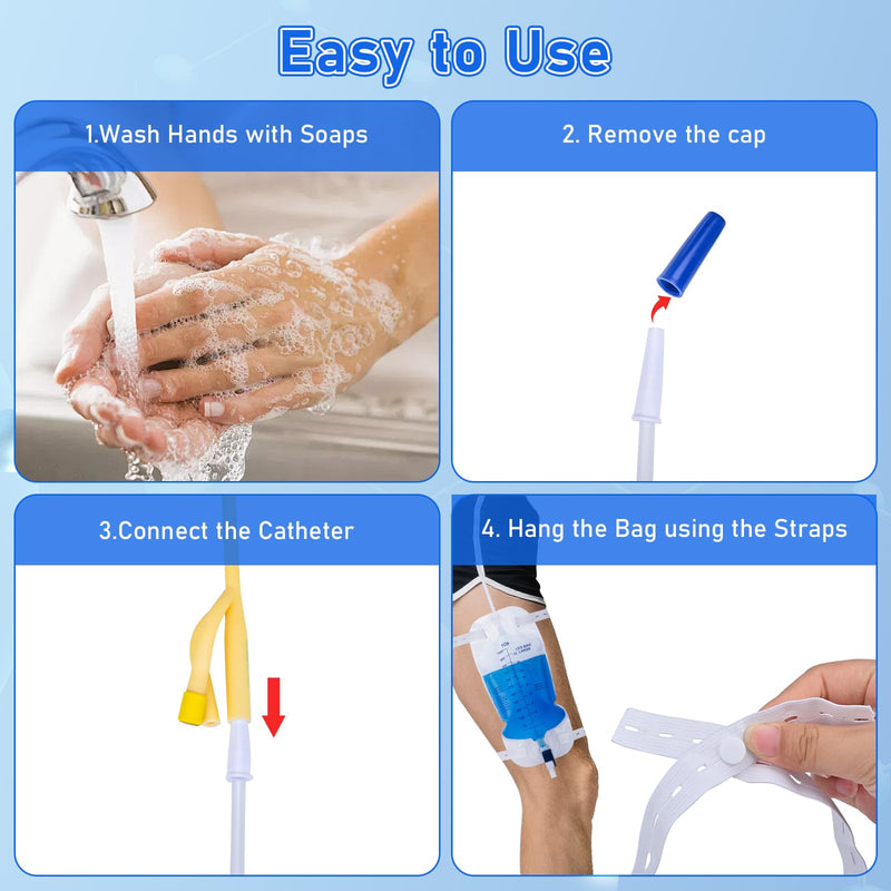 [Australia] - 1000ml Catheter Leg Bags, Urinary Drainage Bag for Men Women with Anti-Reflux Valve, 18‚Äù Tubing and Adjustable Cloth Straps, Easy Flip Drain (Pack of 5) 1000 ML - 5 Pack 
