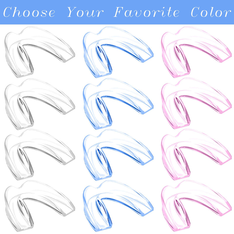 Kids Mouth Guard Blue for Grinding Teeth 4 Pack Moldable Night Guards for Clenching Teeth | Comfortable Nighttime Protection Guard | Including Hygiene Case & Gel Ice Pack