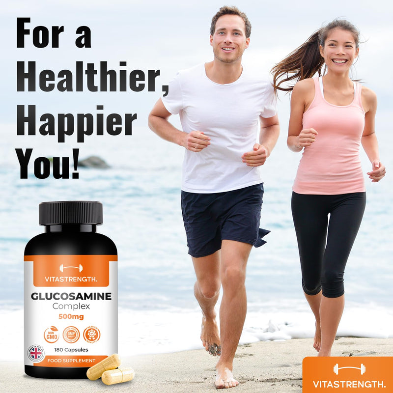 Glucosamine and Chondroitin Complex – 180 High Strength Capsules with MSM, Collagen, Hyaluronic Acid and Boswellia – Contributes to The Maintenance of Normal Immune System – Made in UK