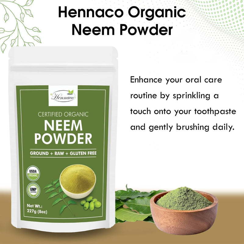 [Australia] - Organic Neem Powder| Ayurvedic Herb for Skin and Hair | Resealable Zip Lock Pouch | USDA Organic| Pure & Natural Neem Powder for Drinking| Dried Neem Leaves Powder| 227 Grams (8 OZ) 8.01 Ounce (Pack of 1) 