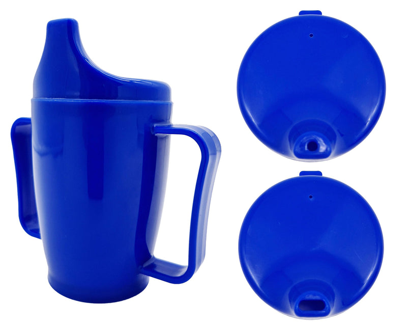 Tiga-Med Drinking Cup with 2 Handles, 280 ml, Double Lid System for Liquids and Porridge, Dishwasher Safe, Microwave Safe (1, Blue) 1