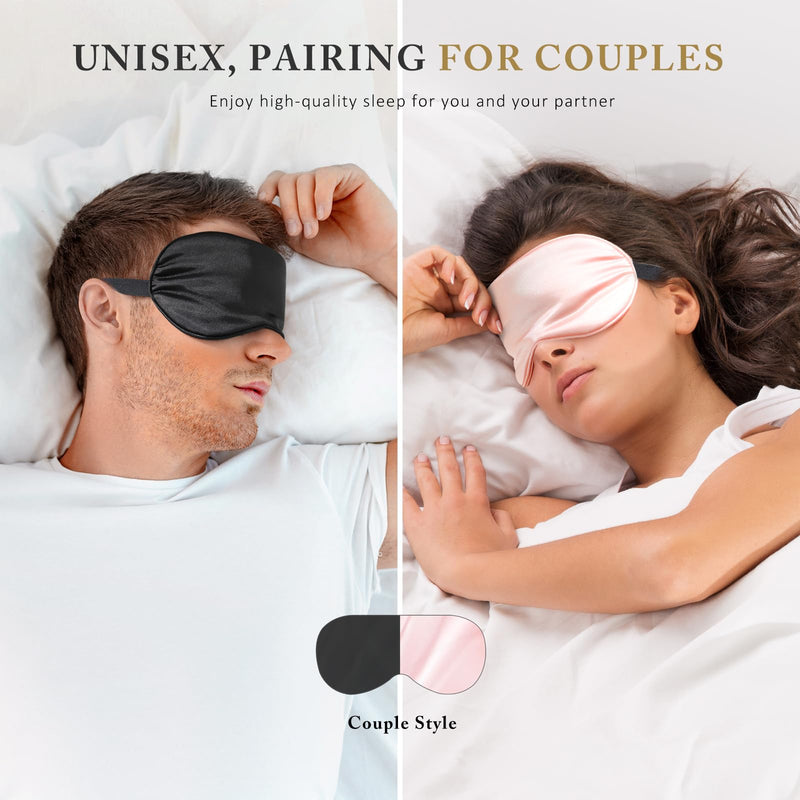 [Australia] - Eye Mask for Sleeping,3 Pack Silk Sleep Masks for Women Men-Blindfold for Travel on Airplane,100% Pure Silk Eye Mask for Sleep with Adjustable Strip Black-pink-purple 