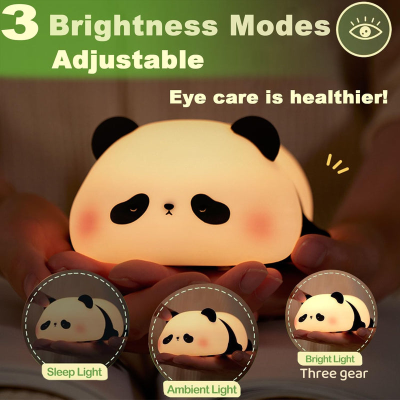 [Australia] - DREAMING MY DREAM Cute Panda Night Light, LED Squishy Novelty Animal Night Lamp, 3 Level Dimmable Nursery Nightlight for Breastfeeding Toddler Baby Kids Decor, Cool Gifts for Kids (Panda Pangda) Panda Pangda 