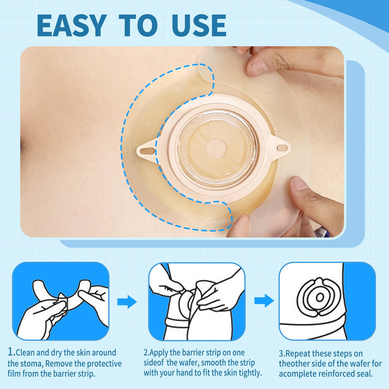 [Australia] - 20PCS Ostomy Supplies,Ostomy Barrier Strips,Elastic Barrier Adhesive Tape Strips for Colostomy Bags Curved Ileostomy Tape for Stoma Urostomy Bag 