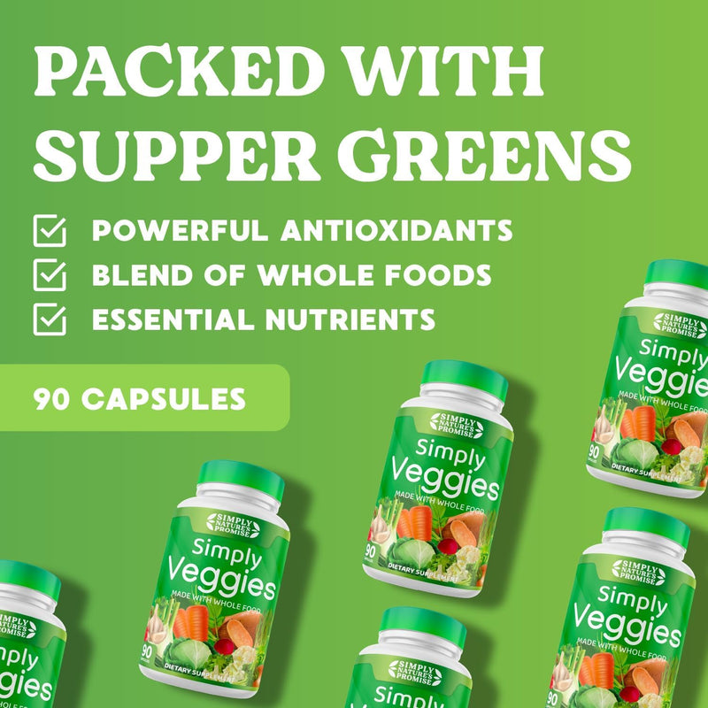 [Australia] - Simply Nature's Promise - 90 Veggie Capsules- 2 Month Supply - Made with Whole Food Superfoods, Packed with Beta Carotene & 18 Different Vegetables - 100% Soy Free 