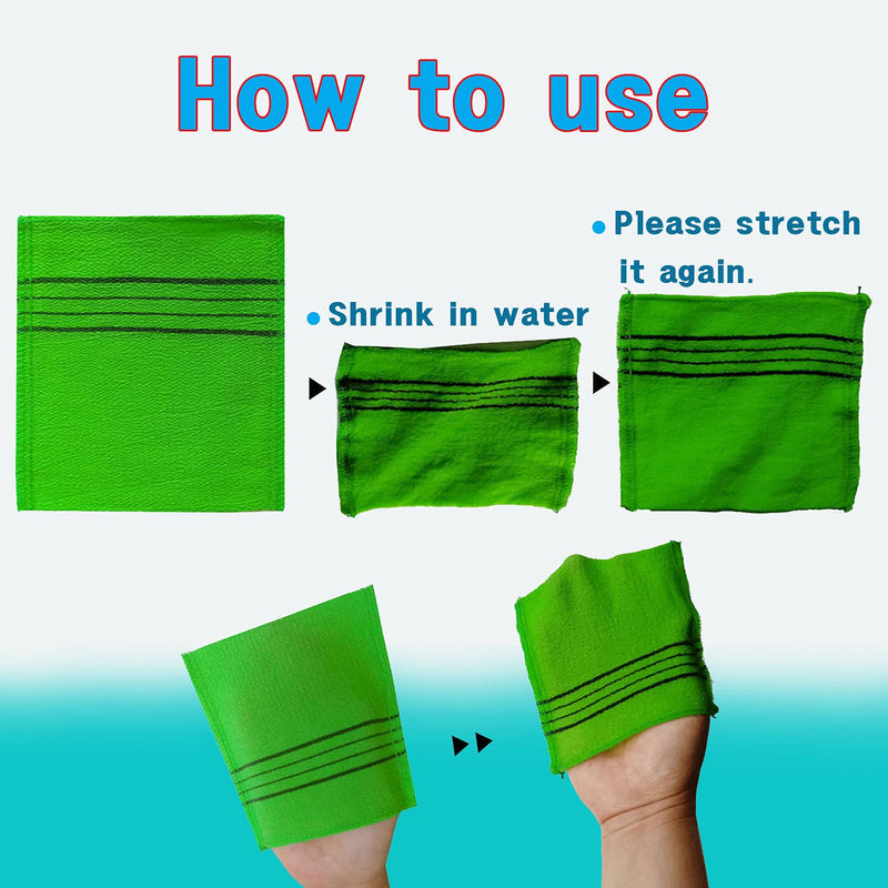 [Australia] - Korean Asian Exfoliating Bath Washcloth Mitt for Remove Dead Skin.Exfoliating Body Scrubber.Exfoliating Gloves for Body Scrub (green2 red2) green2 red2 