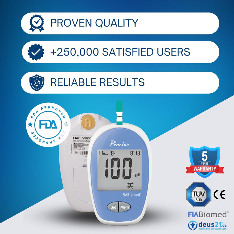 [Australia] - Blood Glucose Monitor Kit, 100 pcs Glucometer Strips, 100 pcs Lancets, 1x Blood Sugar Monitor, Carring bag. Blood Sugar Test Kit with Control Solution Kit-Type 2 100 X 
