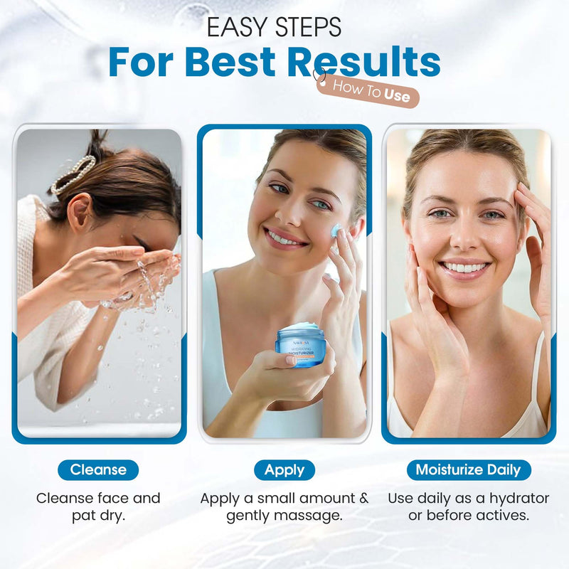 NAYROSA Hyaluronic Acid Gel Moisturizer Cream with Vitamin E, 100ml | 48 Hr Hydration, Lightweight Water Cream for Normal/Dry Skin, Plumping & Smoothing Daily Moisturizer-Korean Skincare