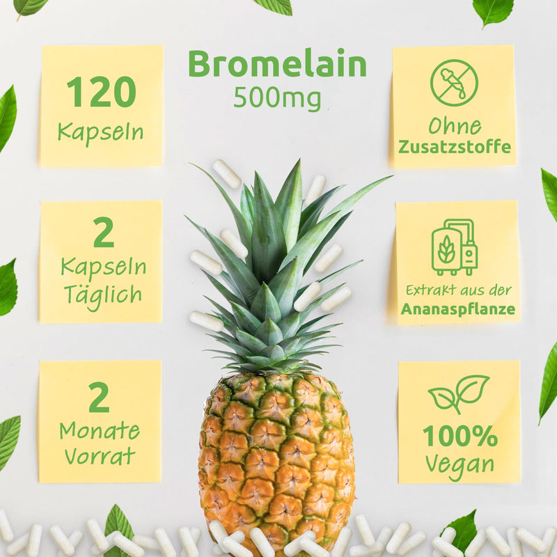 [Australia] - Bromelain 500 mg (2,000 F.I.P.) 120 capsules - Vegan without fillers and additives - 2000 GDU/g = 4000 F.I.P./g - Bio Protect - Pineapple Enzyme WITHOUT ADDITIVES! 