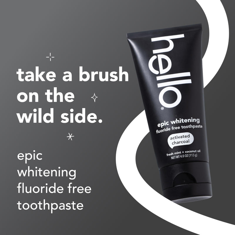 [Australia] - Hello Activated Charcoal Toothpaste, Fluoride Free with Activated Charcoal, Teeth Whitening Toothpaste with Fresh Mint and Coconut Oil, No SLS, Vegan, Gluten Free, 3 Pack, 4 OZ Tubes 4 Ounce (Pack of 3) 