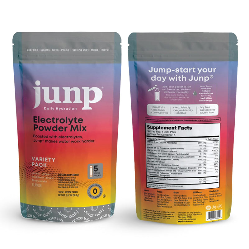 [Australia] - JUNP Sugar Free Electrolytes Powder Packets for Water Instant Hydration Packets with Salt & Potassium, Zero Calorie No Carbs No Sugar Keto Electrolyte Drink Mix Sticks, 5 Flavor Variety Pack, 5 Count 0.13 Ounce (Pack of 5) 
