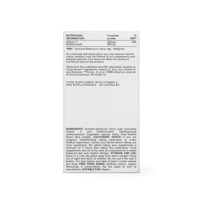 WILD NUTRITION Food-Grown Vitamin C Plus | High Bioavailability Vitamin C with Bioflavonoids | Immune Support |Optimum Absorption | 60 Capsules