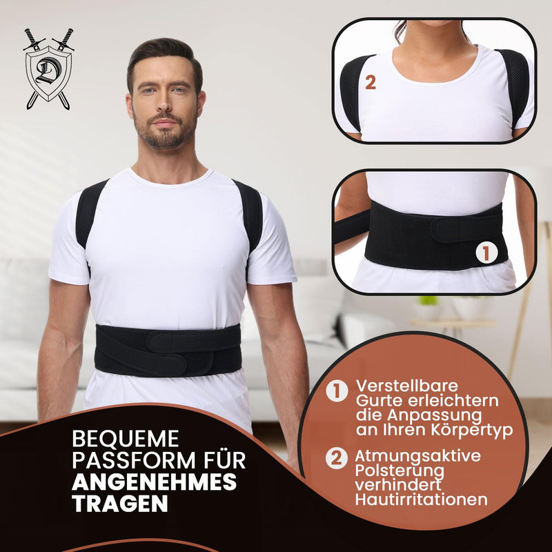 [Australia] - DONNER KRAFT posture correction men and women: back posture corrector posture correction strap for men and women - adjustable and breathable posture trainer + ebook guide (L) L 