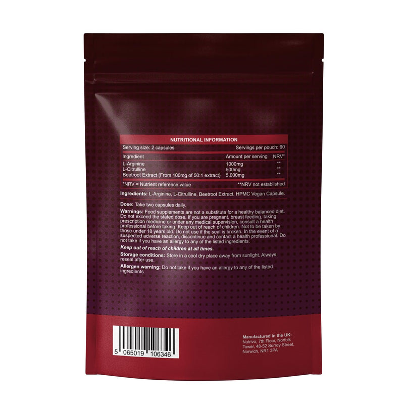 Nitric Oxide Supplements 6500mg | Nitric Oxide Supplements for Men | L Arginine and L Citrulline with Beetroot Nitric Oxide Booster | Supports Blood Flow & Blood Pressure | 120 Capsules