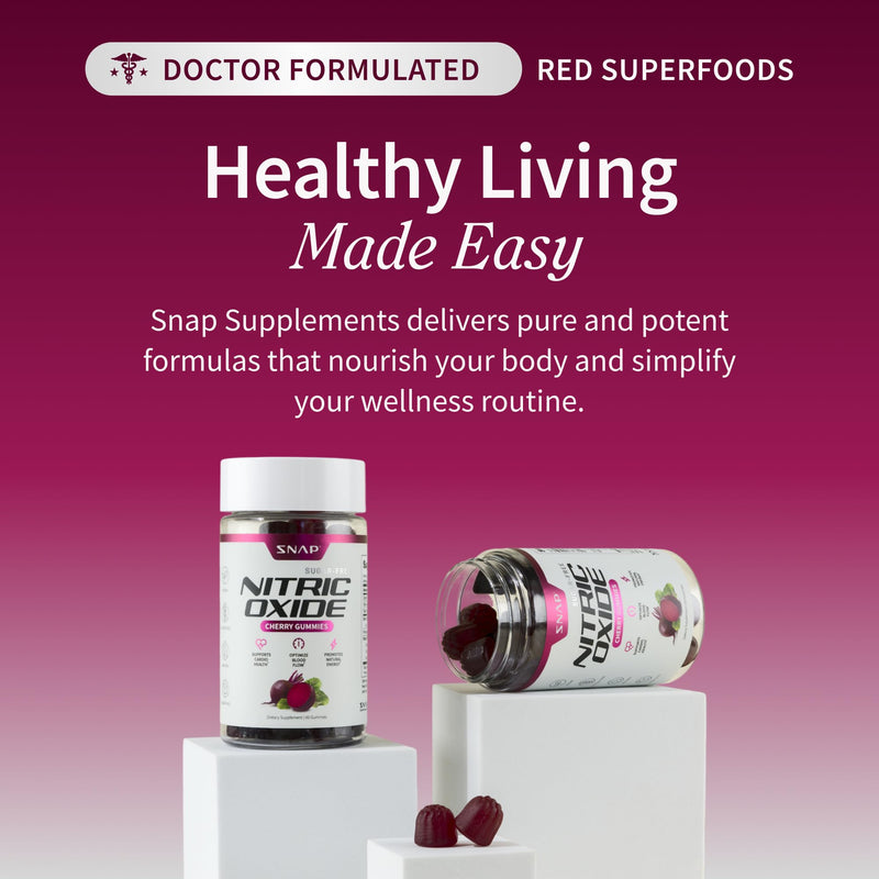 Snap Supplements Nitric Oxide Beet Root Gummies + Prostate Health Soft Chew | 60 Sugar Free Cherry Gummies + 60 Sugar-Free Pomegranate Berry Soft Chews, Beet Root Extract, Saw Palmetto for Men