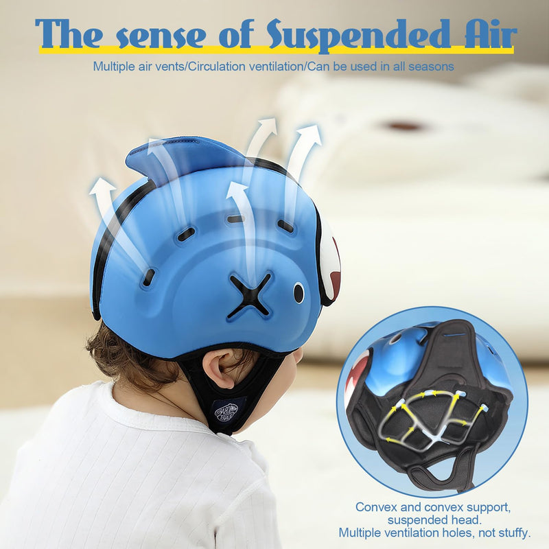 [Australia] - Baby Head Protector Helmet, Breathable Baby Head Protector for Crawling and Walking, Infant Soft Helmet, Anti-Collision, Ultra-Lightweight, Expandable and Adjustable Age 10-24 Months shark 