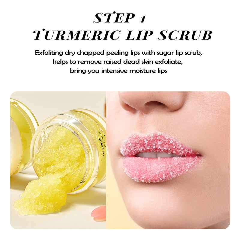 [Australia] - ANAI RUI Lip Care Kit - Lip Sugar Scrub Set, Lip Sleeping Mask & Lip Exfoliator Scrub - Overnight Lip Skin Treatment - Scrub & Moisturizer for Dry Chapped Cracked Peel Lips (Turmeric+Honey) 