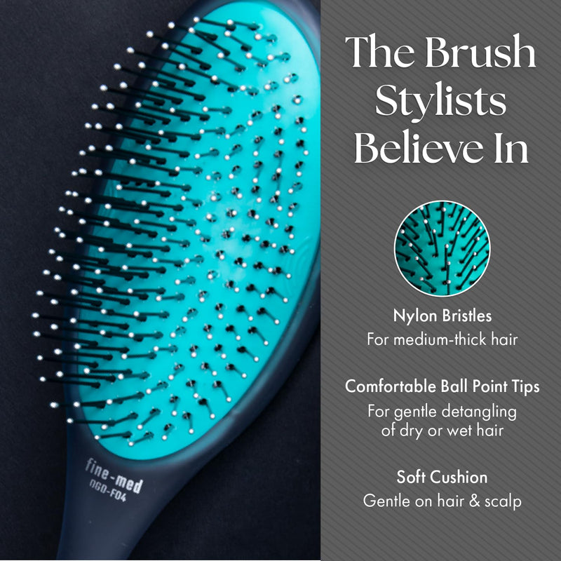 [Australia] - Olivia Garden OG Brush Detangler, removable cushion, scalp hugging massages the scalp, for wet or dry hair, for women, men and children, Medium to thick hair Black Detangler Medium-Thick 