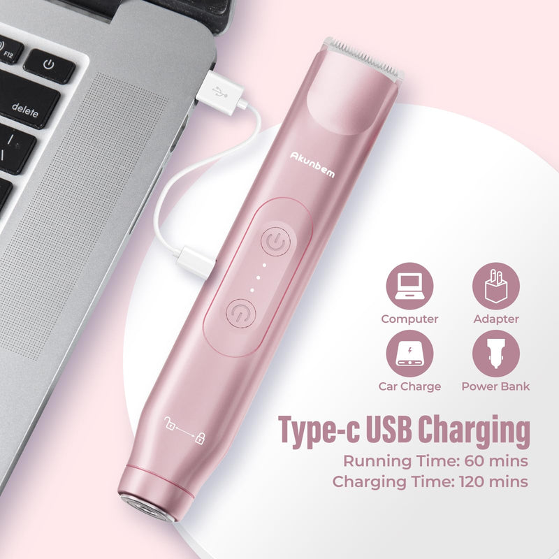 [Australia] - Women Electric Shaver Dual Head Bikini Trimmer for Women IPX7 Waterproof Wet & Dry Use Body Hair Trimmer and Facial Hair Remover for Bikini Underarm Leg Arm Body Face (Pink) Pink 
