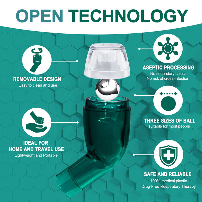 [Australia] - Flutter Valve Lung Exerciser Device, Mucus Relief Device Blue Green-03 