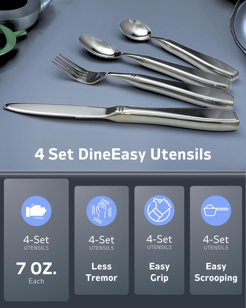 [Australia] - 4-Piece Weighted Utensils for Tremors and Parkinsons (7 oz Each) - Weight Silverware for Hand Tremors, Weighted Utensils for Hand Tremors, Adaptive Utensils for Elderly Stainless Steel – 7 Oz 
