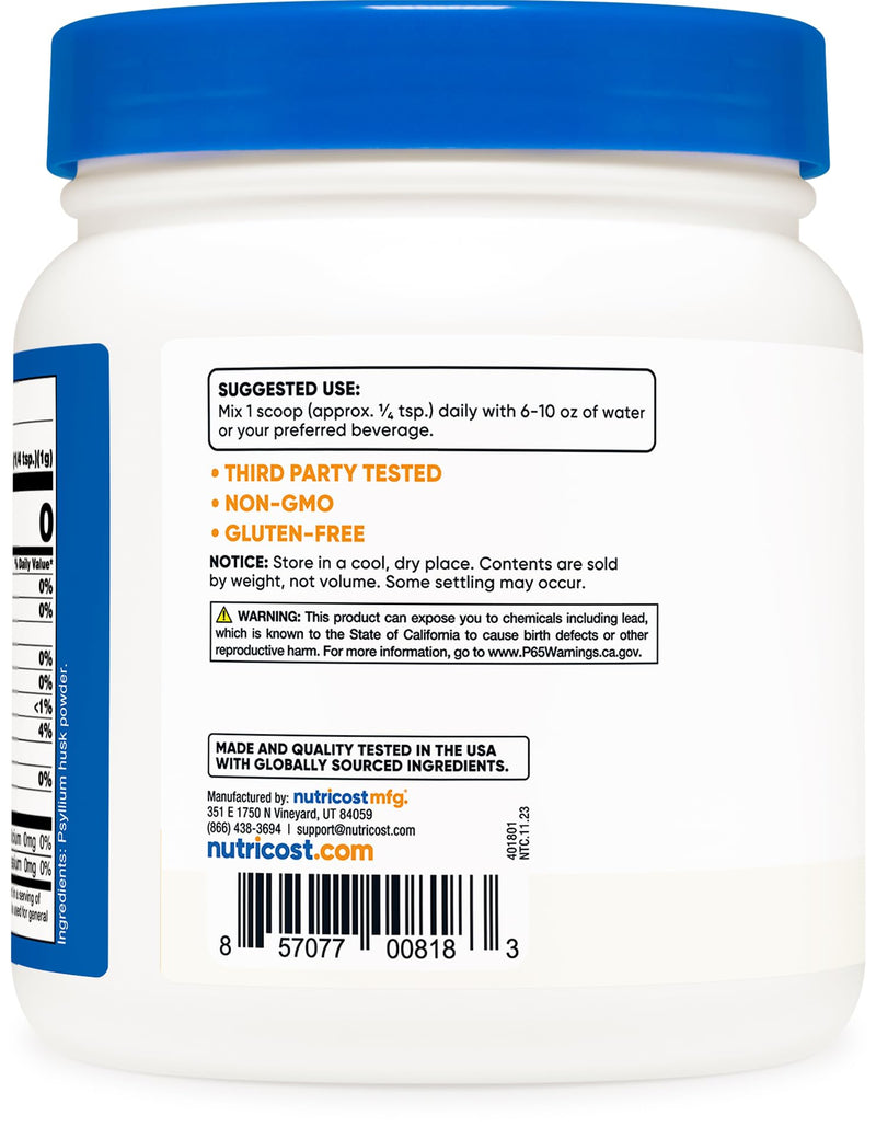 [Australia] - Nutricost Psyllium Husk Ground Powder (1lbs) - Gluten Free and Non-GMO 