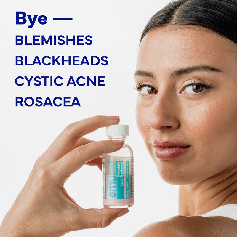 EMUAID Overnight Acne Treatment with Salicylic Acid, Fast-Acting Gel, 1oz | Clears Pimples, Cystic Acne, Blackheads, Rosacea & Hormonal Breakouts, For Adults and Teens