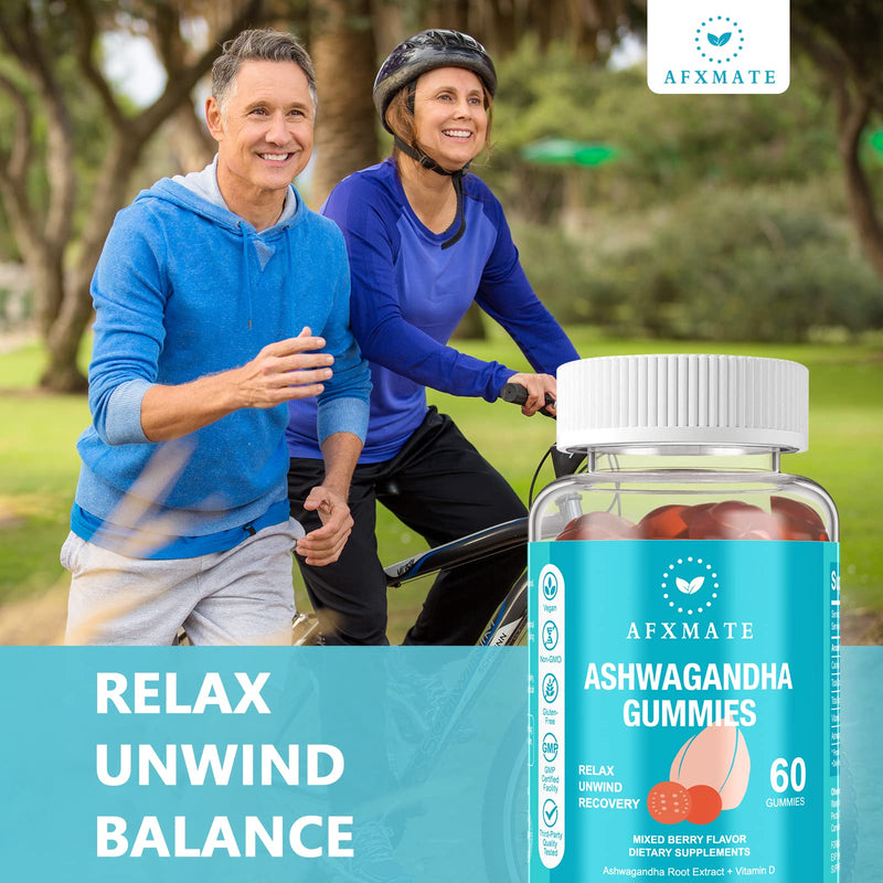 [Australia] - AFXMATE Ashwagandha Gummies & Vitamin D Gummies for Men & Women 120 Count Aswangdha Supplement (Non-GMO, Sugar Free & Gluten Free) 