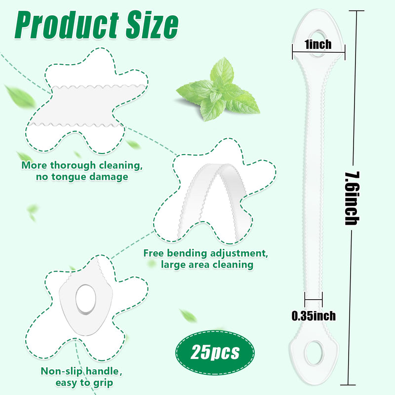 [Australia] - 25 Count Disposable Tongue Scraper, Plastic Tongue Cleaner for Adults and Kids, Tongue Scrubber for Oral Care, Promote Fresh Breath 25 Count 