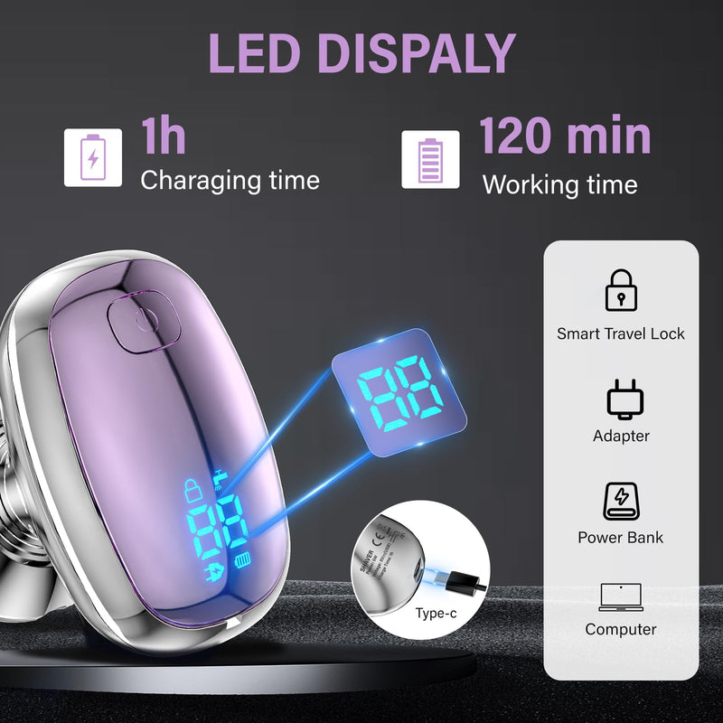 Electric Razors for Women with 3-Ring Blade - Leg Hair Remover for Smooth Skin, Rechargeable Cordless & Waterproof Shaver for Easy Body Grooming Purple