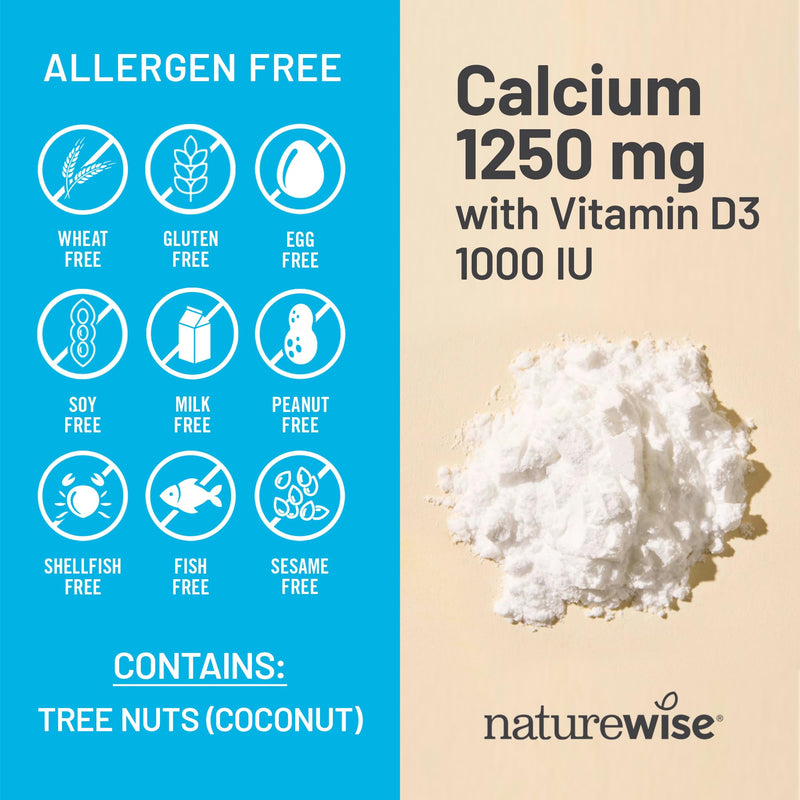 [Australia] - NatureWise High-Purity, All-Natural Calcium 1250mg + Vitamin D3 1000IU + Organic MCT Coconut Oil - Pregnancy Safe + Non-GMO - Absorption Friendly, Gluten Free - 60 Softgels[30-Day Supply] Unflavored 60 Count (Pack of 1) 