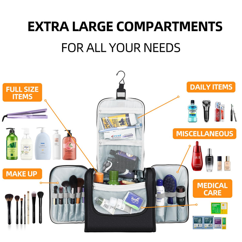Extra Large Toiletry Bag and PVC LeatherToiletry Bag Black