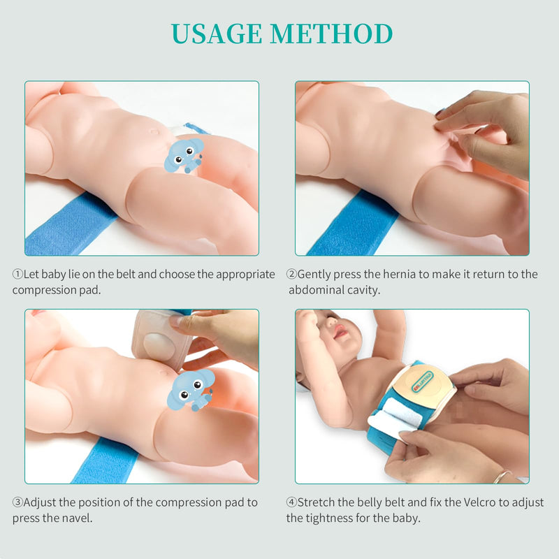 Newborn Adjustable Belly Button Band，Hernia Belt for Baby，Infant Umbilical Hernia Belt Wrap Truss(Movable Pads-Small) Small